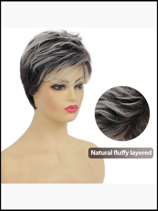 Short Layered Fluffy Pixie Cut Wig for Women Heat Resistant Synthetic Daily main image 6